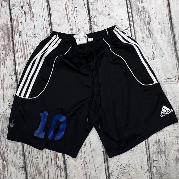 Adidas Black and Blue Men's Athletic Climalite Shorts Running Soccer - Picture 1 of 4